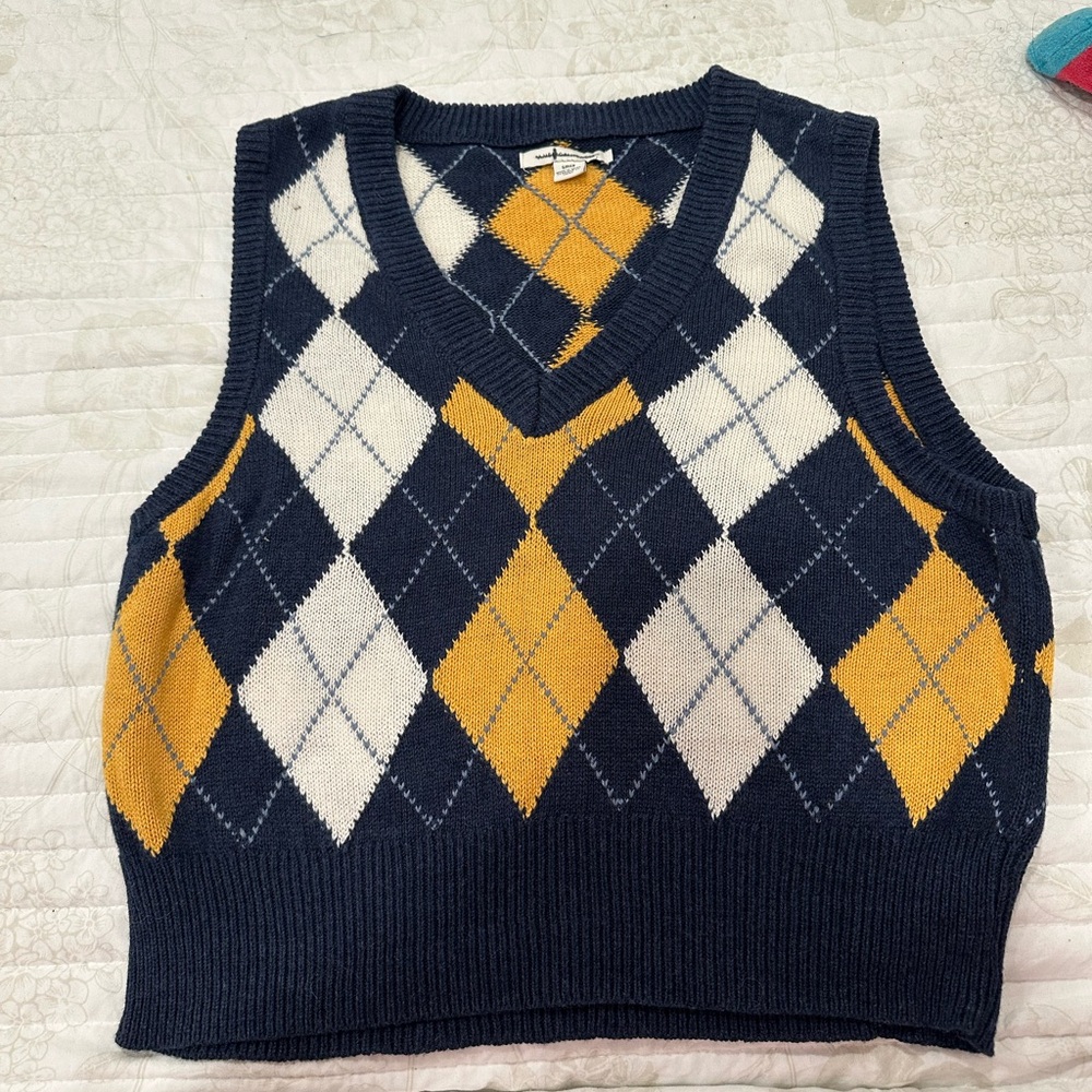 Layering Sweater Vest in Navy and gold
